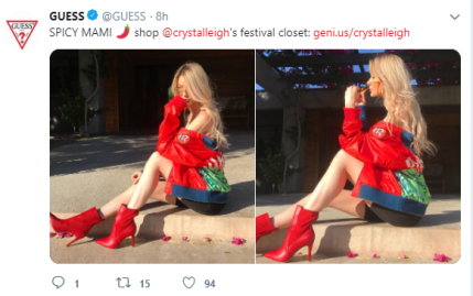 Twitter post on Guess