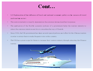 local and national economic policy on the success of travel and tourism sector
